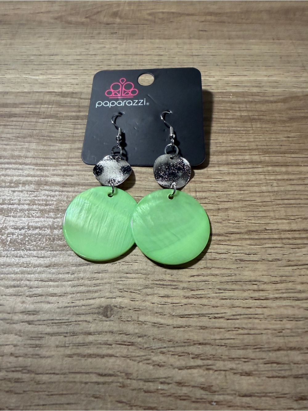 paparazzi Neon Green Double Disc Drop Earrings